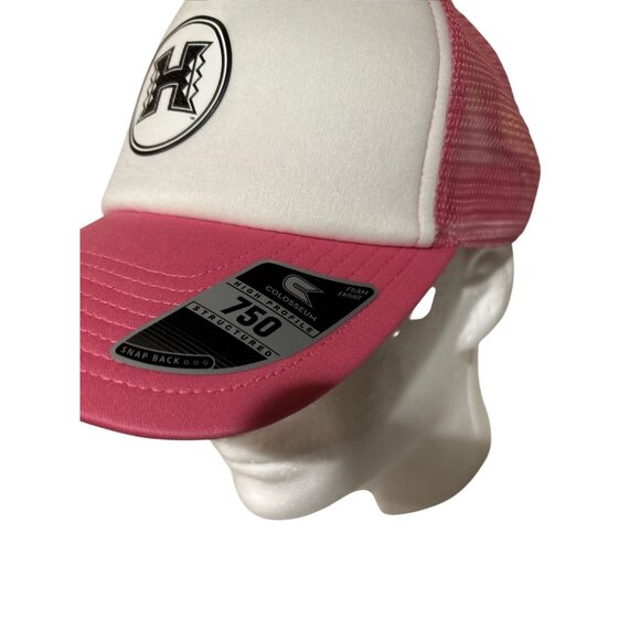 University Of Hawaii Trucker Hat Pink & White Adjustable Snapback By Colosseum - Picture 7 of 8